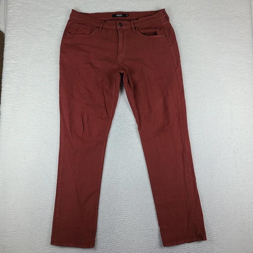 Hudson Los Angeles Jeans Mens 36x34 Brick Red Wash Blake Slim Straight